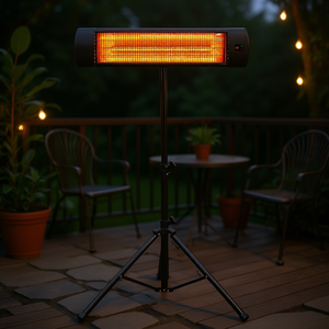 Chauffage d'appoint électrique infrarouge 1500W avec écran LED et télécommande, pour terrasse extérieure, design moderne vertical rectangulaire en acier - Product Image 2