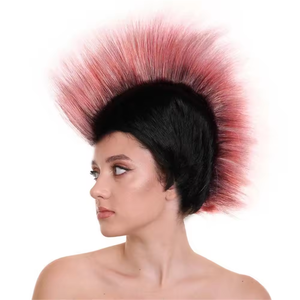 Peluca HLC ODM Troll Mohawk Rock Star, Peluca Mohawk Rosa Completa, Pelucas para Fiestas de Halloween, Accesorios de Disfraces, Pelucas de Moda Unisex para Actuaciones - Product Image 1