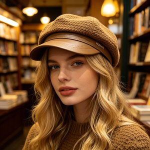 <span class=keywords><strong>Gorra</strong></span> Newsboy Octogonal a Rayas Estilo Británico Retro Francés Cuatro Estaciones para <span class=keywords><strong>Mujer</strong></span>, con Letras Elegantes que Estilizan el Rostro, Versátil para la Playa - Product Image 4