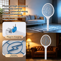 Raquette électrique anti-insectes rechargeable, filet haute tension à 3 couches, tue-moustiques et mouches écologique et sûr