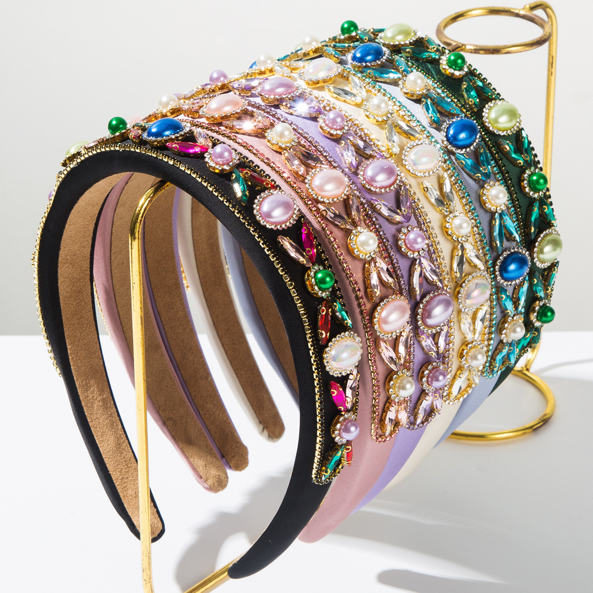 Baroque Style Heavy Jeweled Headband Luxury Colorful Crystal  display picture 1