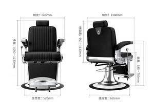 Sillón de Barbería Hidráulico Negro, Silla de Estilismo para Salón con Reposapiés, Asiento de Cuero PU para Corte de Cabello - Product Image 5