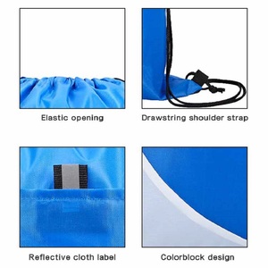<b>Drawstring</b> <b>Backpack</b> 46cm Colorblock Cinch Sack Gym Bag Reflective Elastic Shoulder Straps Sports Hiking School Shopping 4 Colors - Product Image 3