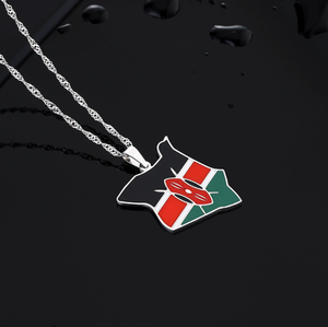 Collier Pendentif Carte du Kenya en Acier Inoxydable Géométrique, Nouveau Design Tendance, Style Ethnique, Chaîne de Clavicule, Vente en Gros - Product Image 1