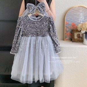 Vestido de Princesa de Malla <span class=keywords><strong>para</strong></span> Niñas, Forrado de Felpa <span class=keywords><strong>para</strong></span> Invierno, <span class=keywords><strong>Elegante</strong></span> con Lentejuelas y Cuentas, Estampado, <span class=keywords><strong>para</strong></span> Cumpleaños, Traje de <span class=keywords><strong>Año</strong></span> <span class=keywords><strong>Nuevo</strong></span> de Elsa <span class=keywords><strong>para</strong></span> Niñas Pequeñas - Product Image 1