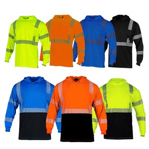 Camisas de Trabajo de <span class=keywords><strong>Manga</strong></span> Larga para Hombre, Color Naranja de Alta Visibilidad, Reflectantes, Dri-Fit, con Capucha - Product Image 4