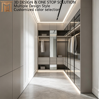 Armoire sur mesure de style italien de luxe avec porte en verre, en contreplaqué, à fermeture douce, spacieuse, écologique, pour hôtel
