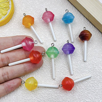 Breloques sucettes pour bijoux DIY, 16 mm, pendentifs bonbons en résine scintillante, 37 styles