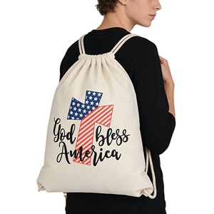 Bolsa con Cordón de Lona de Algodón Premium, Mochila Ecológica Resistente, Bolsa con Cordón Informal de Gran Capacidad para la Escuela, Deportes y Viajes - Product Image 1