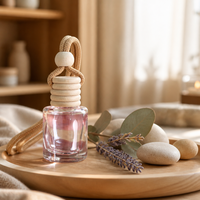 Diffuseur de parfum pour voiture en verre FTQS, bouteille d'huile essentielle suspendue, bouchon en bois, pendentif aromatique, OEM, étiquette privée, cadeau