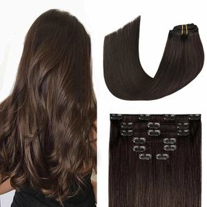 Human <b>Hair</b> <b>Curly</b> <b>Clip</b> <b>Ins</b> Silly Straight Seamless <b>Clip</b> <b>in</b> <b>Hair</b> Extension - Product Image 1