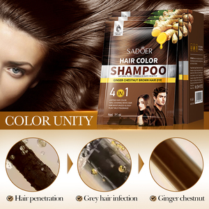 Shampoo colorant capillaire semi-permanent brun à base de gingembre naturel SADOER, marque privée, coloration instantanée, assombrissement rapide, à base de plantes - Product Image 4