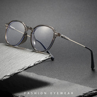 Lunettes de protection anti-lumière bleue légères Sunray Wholesale avec logo personnalisé, monture ronde classique rétro unisexe noire en TR90 pour le gaming