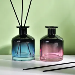 Grosir wadah parfum bulat buram bening 200ml botol penyebar buluh kaca untuk pewangi Dekorasi Rumah