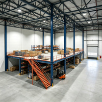 HONGXIN Étagère de mezzanine robuste personnalisable à 2-3 niveaux, sans boulons, à rivets, réglable, en acier laminé à froid, revêtement poudré, 300 kg/m²