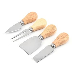 ชุดมีดหั่นชีสสแตนเลสก้นแบนด้ามไม้ไผ่สำหรับตัดชีสเครื่องครัวขายส่ง - Product Image 1
