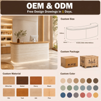 Comptoir d'accueil moderne à LED blanches, adapté aux salons de beauté, cliniques, bureaux, hôpitaux, centres commerciaux, spas, logo personnalisable