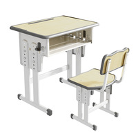 Ensemble Chaise et Bureau en Acier Inoxydable Épaissi Moderne pour Élèves du Primaire et du Collège, Plateau en Bois 60x40cm, Usage Commercial Scolaire