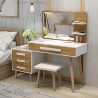 Table de toilette moderne en bois massif de chêne, personnalisable, avec tiroirs éclairés, réglable et modulaire, en matériaux écologiques