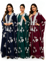 Robe de mode musulmane de haute qualité pour femme, Abaya brodée, jupe ample, style Moyen-Orient Dubaï, ensemble jupe à manches chauve-souris
