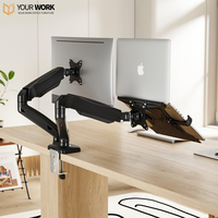 Support de bureau pour ordinateur portable avec écran unique Support de moniteur réglable en hauteur Support mural Bras de moniteur
