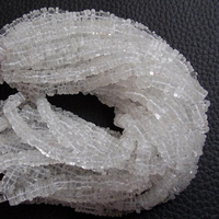 Perles carrées Heishi lisses en quartz cristal naturel transparent de 5 mm, brin de 16 pouces, fournitures de fabrication de bijoux faits à la main