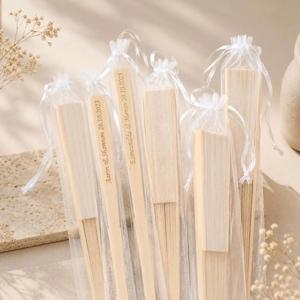 Abanicos de Mano Rústicos Personalizados, Texto Grabado Personalizable, Recuerdos de Boda para Invitados, Decoraciones para Fiestas de Compromiso - Product Image 5