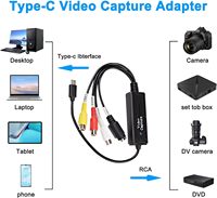 Carte de capture vidéo USB-C 1080P RCA AV S-Video vers Type-C avec audio pour VHS, magnétoscope, lecteur DVD, caméscope, jeux, OBS, streaming
