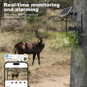 Caméra extérieure sans fil solaire 32MP CMOS 1080P infrarouge pour la <span class=keywords><strong>chasse</strong></span> et la faune, grand angle 120°, connexion BT rapide, carte SIM 4G - Product Image 5