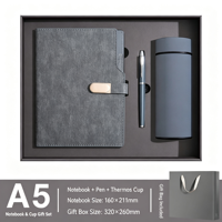 Carnet à feuilles mobiles multifonctionnel A5 avec logo imprimé, bloc-notes d'affaires haut de gamme, coffret cadeau, cuir PU, design moderne, cadeau pour homme