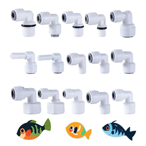Conectores para Sistema de Ósmosis Inversa para Acuarios, Accesorios de Tubería de <span class=keywords><strong>1</strong></span>/4" y 3/8", Conector en Codo de 90 Grados para Filtros Purificadores de Agua - Product Image 1