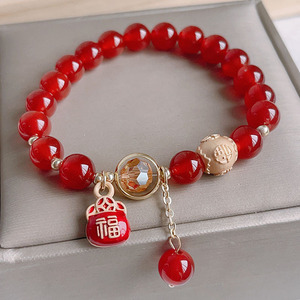 2024 Dragon Year Red Agate Pulseras de cornalina natural para novia Mujeres Primordial Year Lucky Cat Coin <span class=keywords><strong>Pulsera</strong></span> de ágata roja - Product Image 6