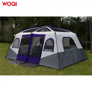 WOQI特大12人用両開きドアダブルデッカーファミリーキャビンテント屋外ピクニックキャンプ大型テント