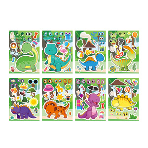 Juego de pegatinas de dinosaurio para niños Haz tu propio relleno de bolsas de regalos para fiestas de cumpleaños Favores divertidos e intercambio de regalos - Product Image 2