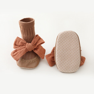 사랑스러운 미끄럼 방지 부드러운 아기 멋진 큰 Bowknot Mocassin 바닥 양말 신발 2022 - Product Image 5