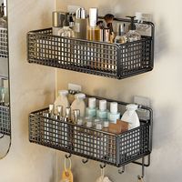 Étagère murale moderne et minimaliste sans perçage pour salle de bain et cuisine, panier de rangement pour toilettes et salle de bain