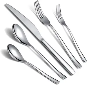 Wholesale Restaurant Cutlery Silverware Sets Luxury Metal Knife Spoon Fork Set Stainless Steel Flatware For Wedding