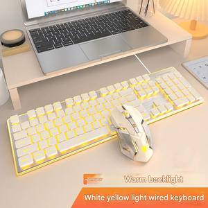 GX710 Teclado silencioso Ratón Sensación mecánica Teclado con cable Computadora portátil Niñas Oficina Alto valor - Product Image 4