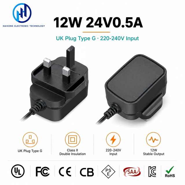LED Driver 24V 0.5A 12W EN 61347 UK 3-Pin Plug LED Power Supply Constant Voltage DC Output for LED Strip Cabinet Light