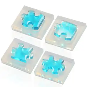 4pcs/set Puzzle Piece Gemstone Crystal Epoxy Resin Mold for DIY Jewelry Pendant Making Tools