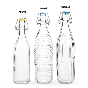 750ml 1000ml 1 lít dọc/ngang dập nổi gân đu đầu chai thủy tinh cho đồ uống, Kombucha, bia, nước - Product Image 3