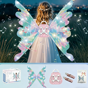 Nuove Ali di Fata Elettriche in Plastica con Luci e Musica, Costume da Principessa per Feste di Compleanno e Natale, Vestito per Cosplay - Product Image 1