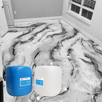 Kit de Resina Epóxica Metálica Sólida para Pisos de Concreto, Sin Solventes, Alto Brillo, con Purpurina Dorada, Efecto Cemento, a Prueba de Agua