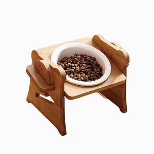 Wooden Pet Feeding Stand Adjustable Tilting <b>Bowl</b> Holder For Cats And <b>Dogs</b> Rounded Shape Anti Tipping Design - Product Image 3