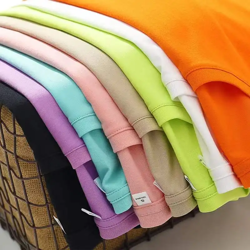 Kaus Leher Bulat Unisex Kualitas Terbaik Grosir Kaus 100% Katun Ukuran Besar Pria Wanita Kaus 100% Katun