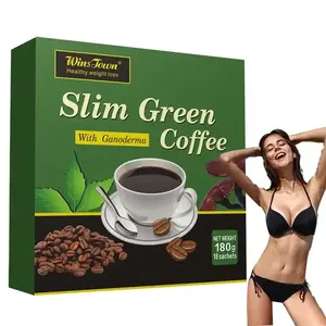 Wholesale slim green instant coffee powder products natural herbs ginseng soluble slimming coffee diet weight loss