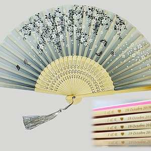 حار بيع مصنع مباشرة الشمبانيا ديزي مراوح قابلة للطي اليابانية يده الحرير الخيزران يده الحرير للطي مروحة سعر جميلة - Product Image 4