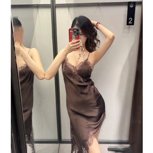 Stile da donna in tinta unita Casual estivo <span class=keywords><strong>Mini</strong></span> bretelle asimmetriche con pizzo Sexy - Product Image 3