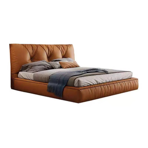 Minimalist High-Quality <b>Soft</b> Leather Headboard Layer Bedroom <b>Bed</b> Wooden <b>Bed</b> <b>Frame</b> <b>Soft</b> Double <b>Bed</b> - Product Image 3