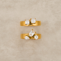 Nouvelle collection Automne/Hiver 2027 : Ensemble de bagues Dazan LEAF ZIRCON DAILY NORDIC SHINED en acier inoxydable plaqué or PVD 18 carats, anti-ternissement, pour femme, cadeau